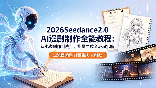 (18537期)2026Seedance2.0 AI制作全能教程:从小说创作到成片,批量生成全流程拆解-赛德副业库