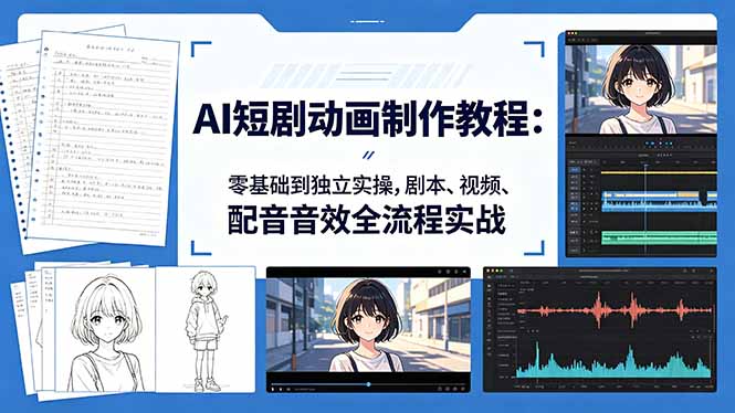（18351期）AI短剧动画制作教程：零基础到独立实操，剧本、视频、配音音效全流程实战-赛德副业库