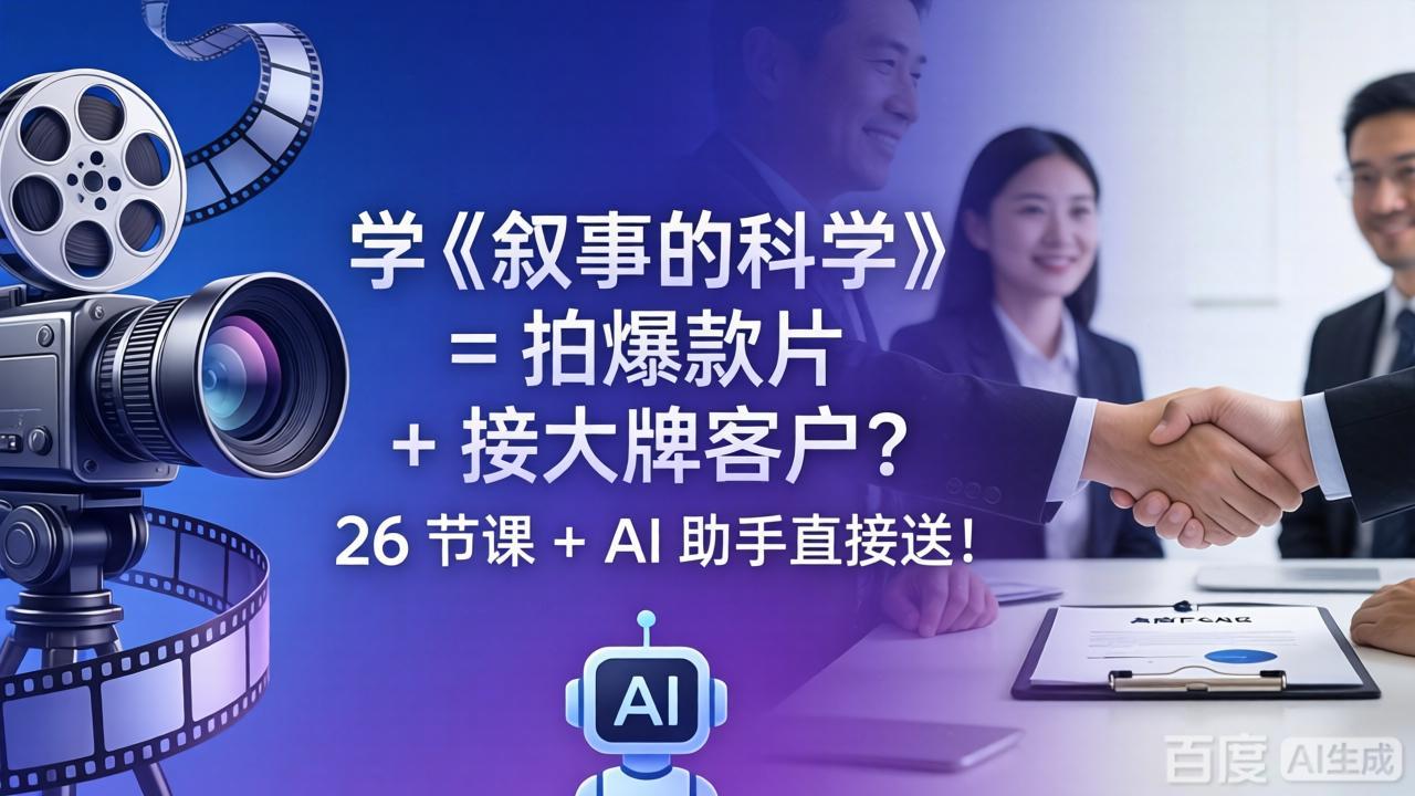 (18302期)学《叙事的科学》= 拍爆款片 + 接大牌客户?26 节课 + AI 助手直接送!-赛德副业库