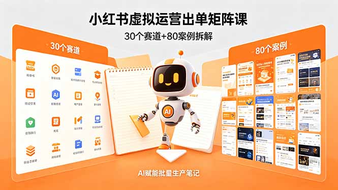 (18342期)小红书虚拟运营出单矩阵课:30个赛道+80案例拆解,AI赋能批量生产笔记-赛德副业库