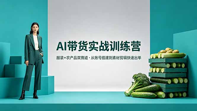(18355期)AI带货实战训练营,服装+农产品双赛道,从账号搭建到素材剪辑快速出单-赛德副业库