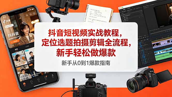 （18524期）抖音短视频实战教程，定位选题拍摄剪辑全流程，新手轻松做爆款-赛德副业库
