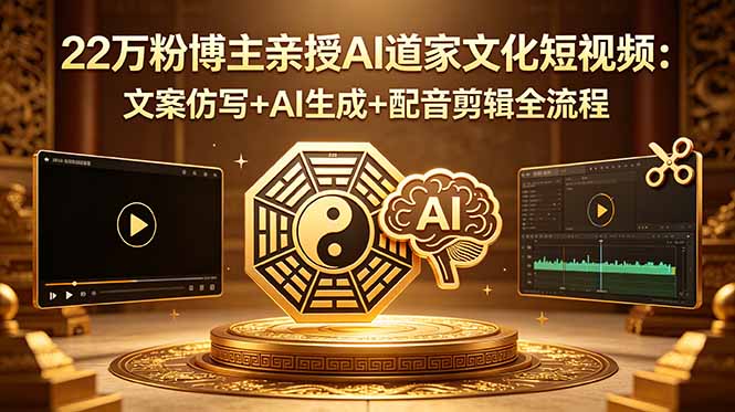(18580期)22万粉博主亲授AI道家文化短视频:文案仿写+AI生成+配音剪辑全流程-赛德副业库