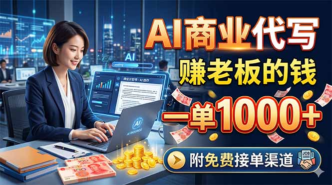 (18444期)AI商业代写,赚老板的钱,一单1000+,附免费接单渠道-赛德副业库