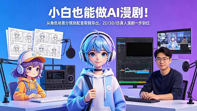（18343期）小白也能做AI漫剧！从角色场景分镜到配音剪辑导出，2D/3D/仿真人漫剧一步到位-赛德副业库