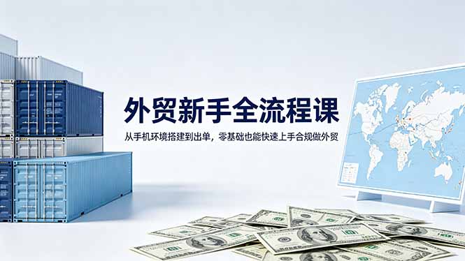 (18481期)外贸新手全流程课:从手机环境搭建到出单,零基础也能快速上手合规做外贸-赛德副业库