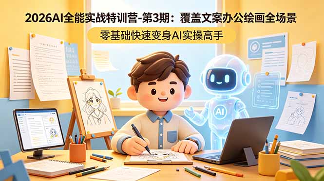 (18572期)2026AI全能实战特训营-第3期:覆盖文案办公绘画全场景 零基础快速变身AI实操高手-赛德副业库