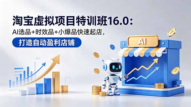 (18666期)淘宝虚拟项目特训班16.0:AI选品+时效品+小爆品快速起店,打造自动盈利店铺-赛德副业库