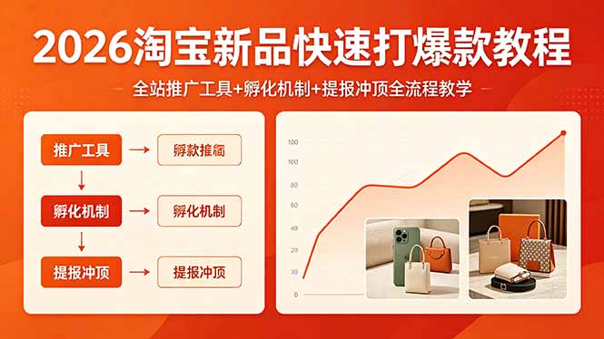(18422期) 2026淘宝新品快速打爆款教程,全站推广工具+孵化机制+提报冲顶全流程教学-赛德副业库