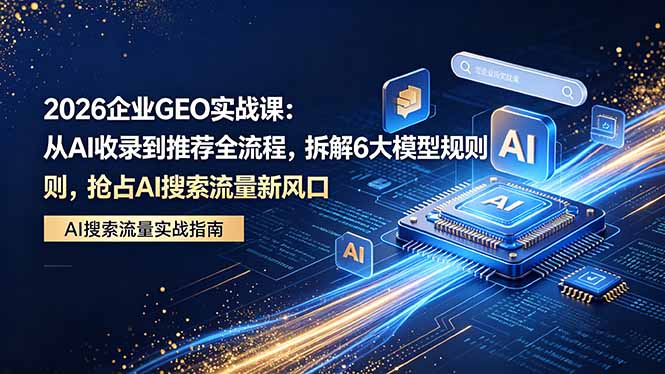 (18368期)2026 企业GEO实战课:从AI收录到推荐全流程,拆解6大模型规则,抢占 AI 搜索流量新风口-赛德副业库