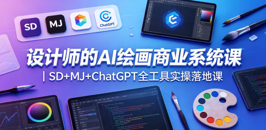 设计师的AI绘画商业系统课｜SD+MJ+ChatGPT全工具实操落地课-赛德副业库