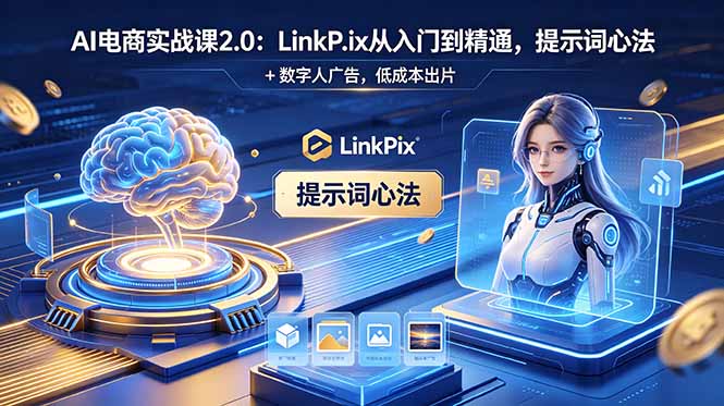 （18655期）AI 电商实战课2.0｜LinkPix 从入门到精通，提示词心法 + 数字人广告，低成本出片-赛德副业库