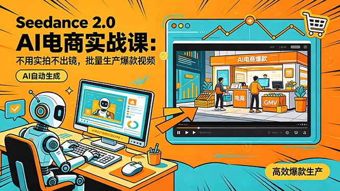 （18433期）Seedance 2.0 AI电商实战课：不用实拍不出镜，批量生产爆款视频打爆GMV-赛德副业库
