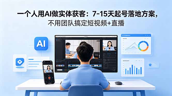 (18432期)一个人用AI做实体获客:7-15天起号落地方案,不用团队搞定短视频+直播-赛德副业库