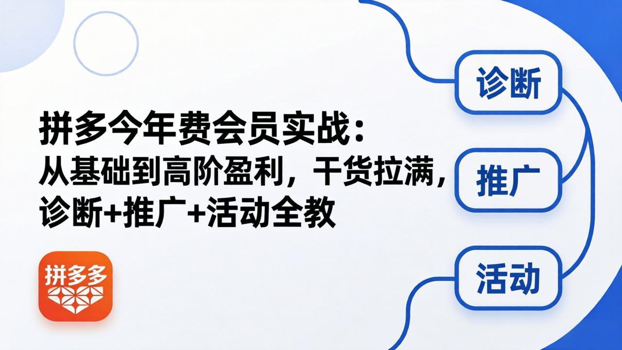 （18407期）拼多多年费会员实战(更新26年5月11)：从基础到高阶盈利，干货拉满，诊断+推广+活动全教-赛德副业库