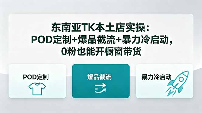 (18488期)东南亚TK本土店实操-5月更新:POD定制+爆品截流+暴力冷启动,0粉也能开橱窗带货-赛德副业库