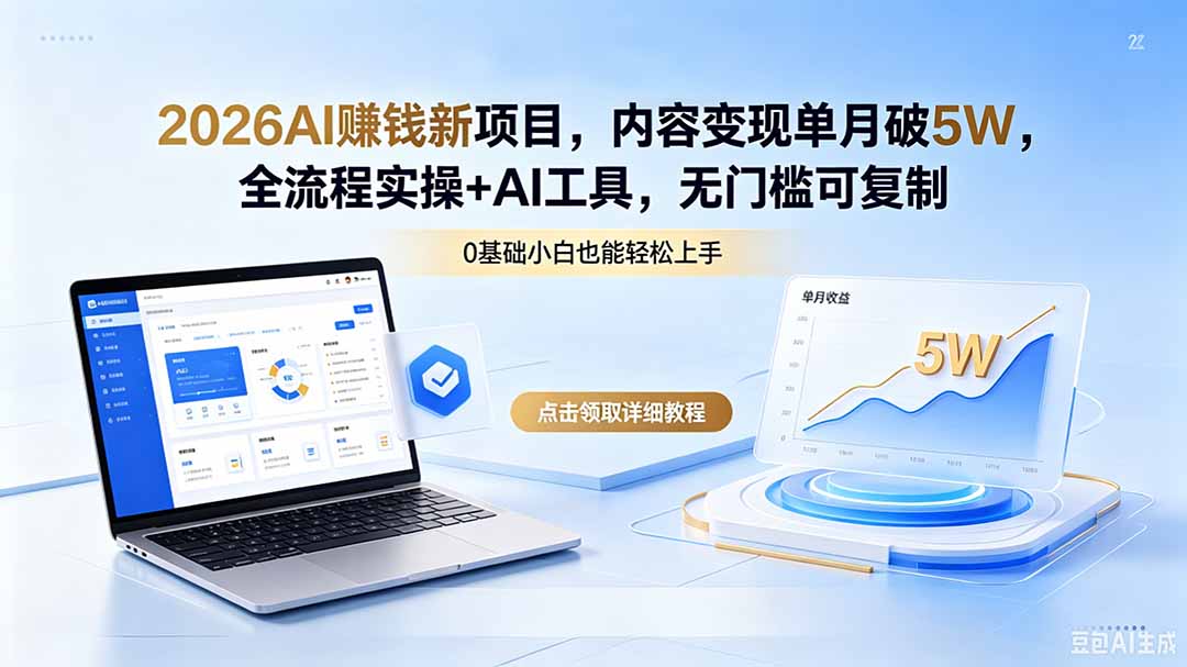 （18476期）2026AI赚钱新项目，内容变现单月破5W，全流程实操+AI工具，无门槛可复制-赛德副业库