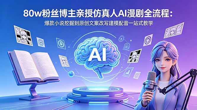 (18581期)80w粉丝博主亲授仿真人AI漫剧全流程:爆款小说挖掘到原创文案改写建模配音一站式教学-赛德副业库