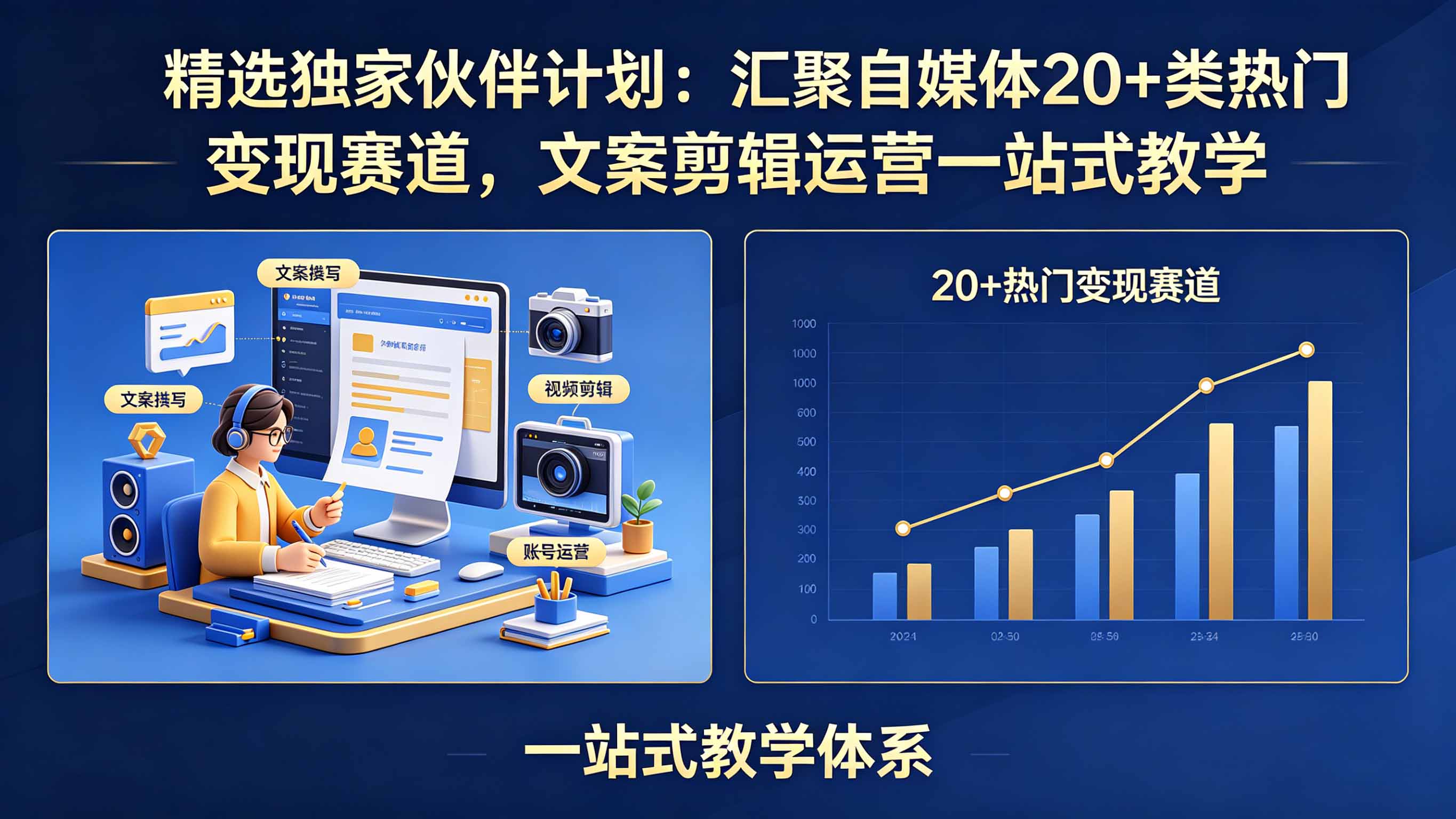 (18478期)精选独家伙伴计划:汇聚自媒体20+类热门变现赛道,文案剪辑运营一站式教学-赛德副业库