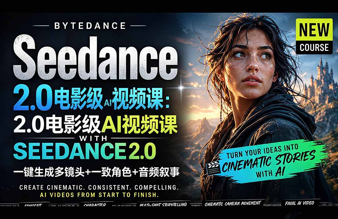 (18415期)Seedance 2.0电影级AI视频课:一键生成多镜头+一致角色+音频叙事-赛德副业库
