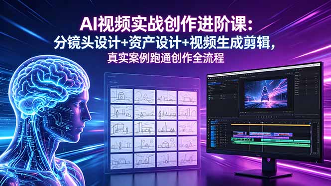 （18596期）AI视频实战创作进阶课：分镜头设计+资产设计+视频生成剪辑，真实案例跑通创作全流程-赛德副业库