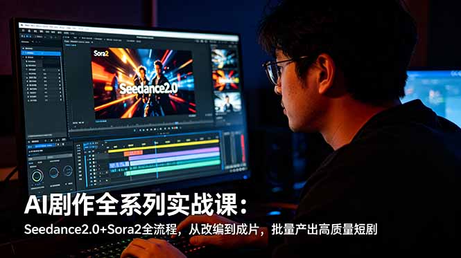 (18647期)AI剧作全系列实战课:Seedance2.0+Sora2全流程,从改编到成片,批量产出高质量短剧-赛德副业库