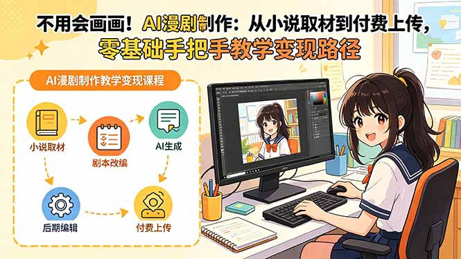 （18439期）不用会画画！AI漫剧制作：从小说取材到付费上传，零基础手把手教学变现路径-赛德副业库