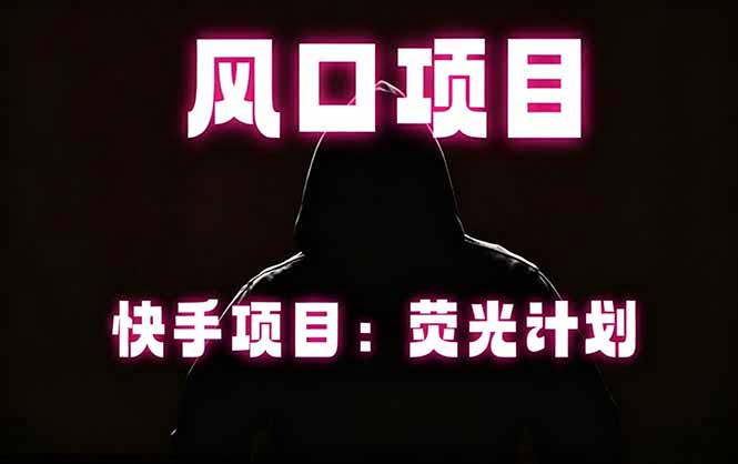 (18560期)快手风口项目,荧光计划托管,长期稳定,适合批量做-赛德副业库