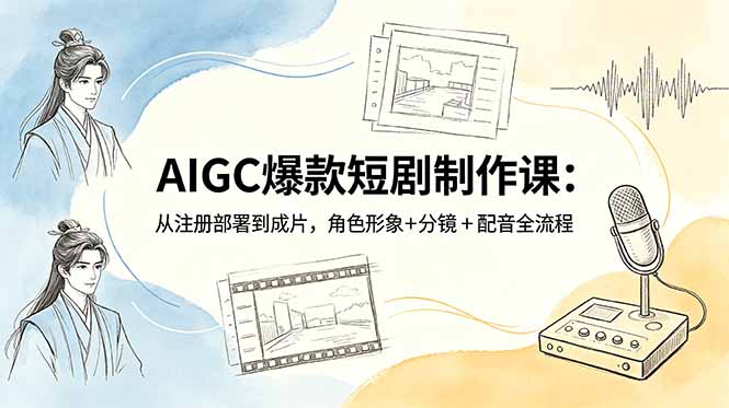 (18676期)AIGC爆款短剧制作课:从注册部署到成片,角色形象+分镜+配音全流程-赛德副业库