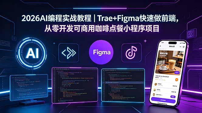 (18627期)2026AI编程实战教程|Trae+Figma快速做前端,从零开发可商用咖啡点餐小程序项目-赛德副业库