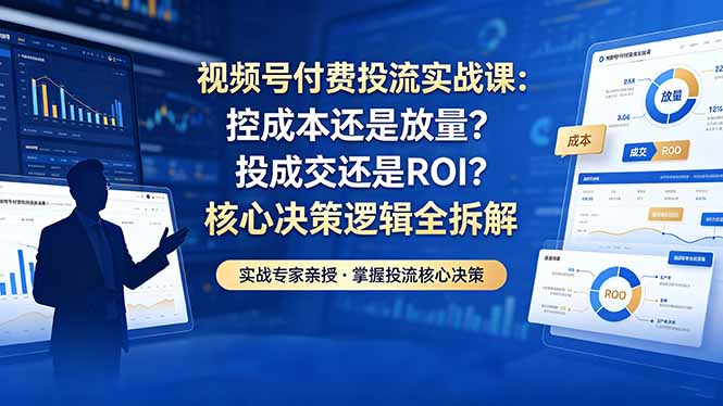 (18462期)视频号付费投流实战课-5月:控成本还是放量?投成交还是ROI?核心决策逻辑全拆解-赛德副业库