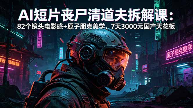 (18649期)AI短片《丧尸清道夫》拆解课:82个镜头电影感+原子朋克美学,7天3000元国产天花板-赛德副业库