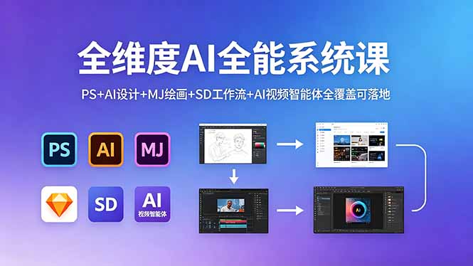 (18464期)全维度AI全能系统课,PS+AI设计+MJ绘画+SD工作流+AI视频智能体全覆盖可落地-赛德副业库