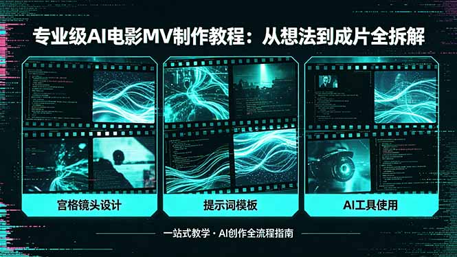 (18295期)专业级AI电影MV制作教程,从想法到成片全拆解,宫格镜头+提示词模板+AI工具一站式教学-赛德副业库