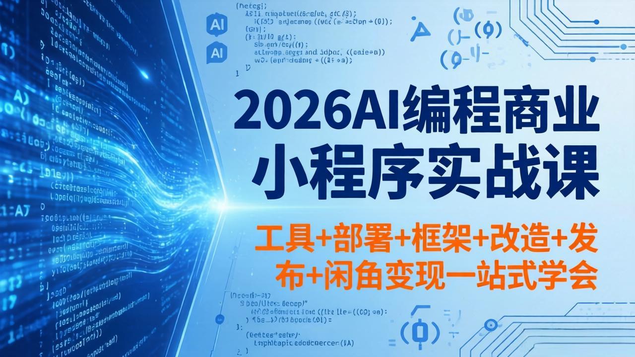 (18293期)2026AI编程商业小程序实战课,工具+部署+框架+改造+发布+闲鱼变现一站式学会-赛德副业库