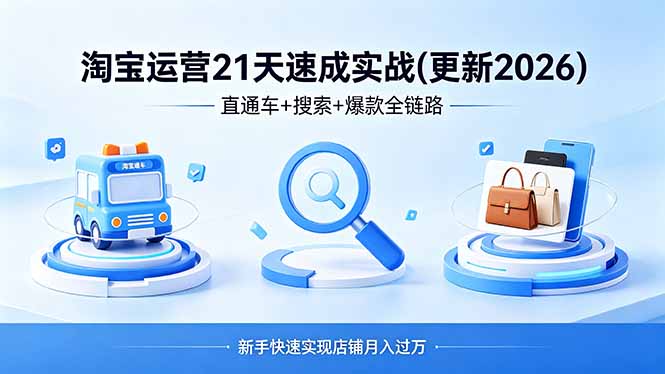 （18316期）淘宝运营21天速成实战(更新4月)，直通车+搜索+爆款全链路，新手快速实现店铺月入过万-赛德副业库