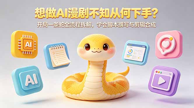 （18550期）想做AI漫剧不知从何下手？开局一条蛇全流程拆解，学会脚本撰写与剪辑合成-赛德副业库