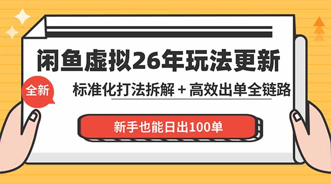（18296期）闲鱼虚拟从0到1系统化运营课程：标准化打法拆解 + 高效出单全链路教学，新手也能日出100单-赛德副业库