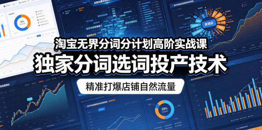 淘宝无界分词分计划高阶实战课,独家分词选词投产技术,精准打爆店铺自然流量-赛德副业库