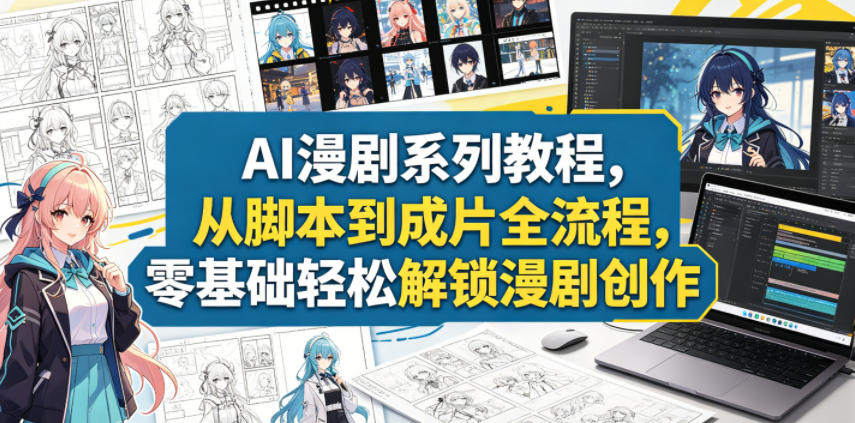 AI漫剧系列教程,从脚本到成片全流程,零基础轻松解锁漫剧创作-赛德副业库
