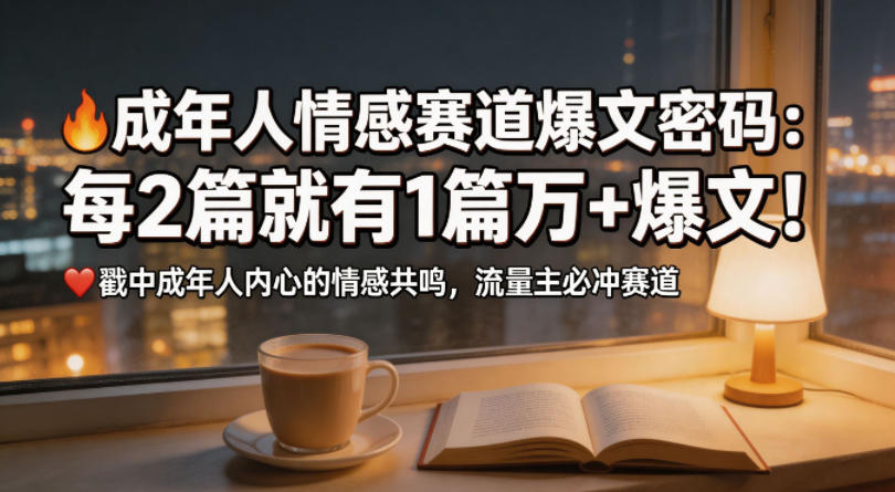 公众号流量主成年人情感心理赛道,流量最大,受众最广的主流赛道之一,平均每2篇就有1篇万爆文章-赛德副业库