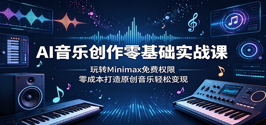 AI音乐创作零基础实战课:玩转Minimax免费权限,零成本打造原创音乐轻松变现-赛德副业库