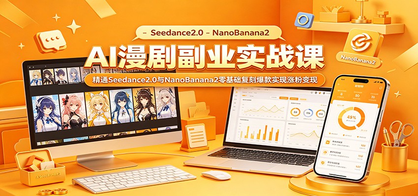AI漫剧副业实战课：精通Seedance2.0与NanoBanana2零基础复刻爆款实现涨粉变现-赛德副业库