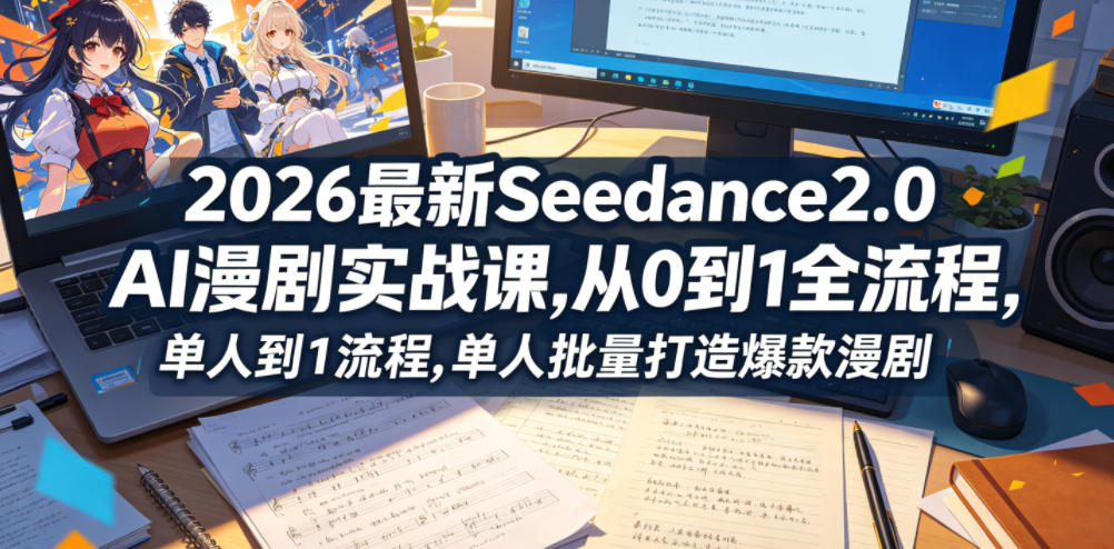 2026最新Seedance2.0 AI漫剧实战课,，从0到1全流程，单人批量打造爆款漫剧-赛德副业库