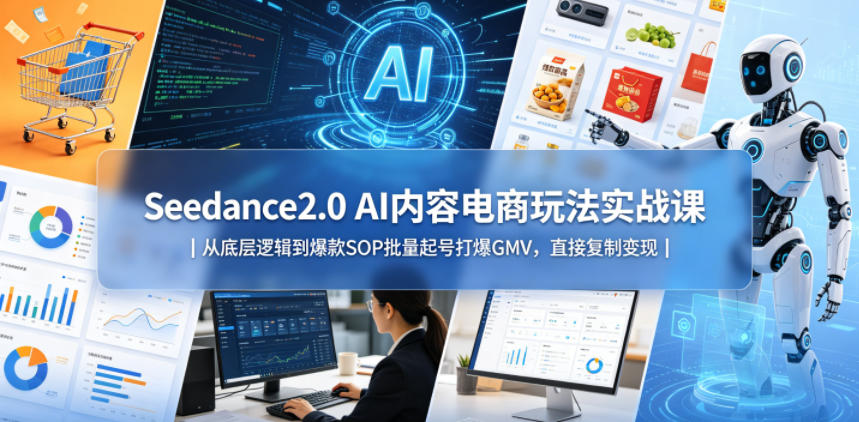 Seedance2.0 AI内容电商玩法实战课｜从底层逻辑到爆款SOP批量起号打爆GMV，直接复制变现-赛德副业库