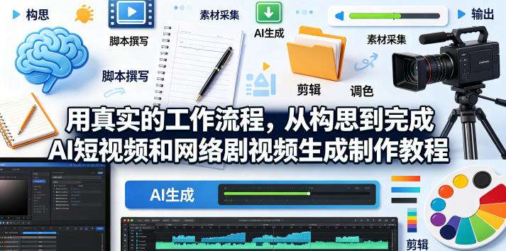 用真实的工作流程,从构思到完成AI短视频和网络剧视频生成制作教程-中英字幕-赛德副业库