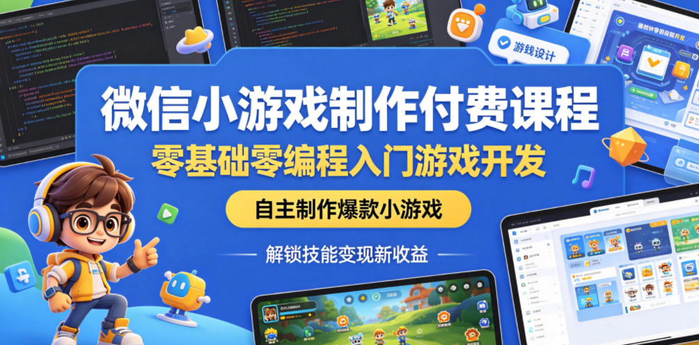 微信小游戏制作付费课程，零基础零编程入门游戏开发，自主制作爆款小游戏，解锁技能变现新收益-赛德副业库