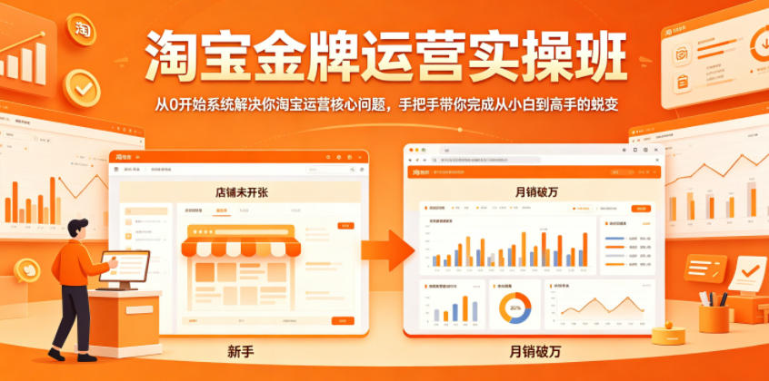 淘宝金牌运营实操班，从0开始系统解决你淘宝运营核心问题，手把手带你完成从小白到高手的蜕变-赛德副业库