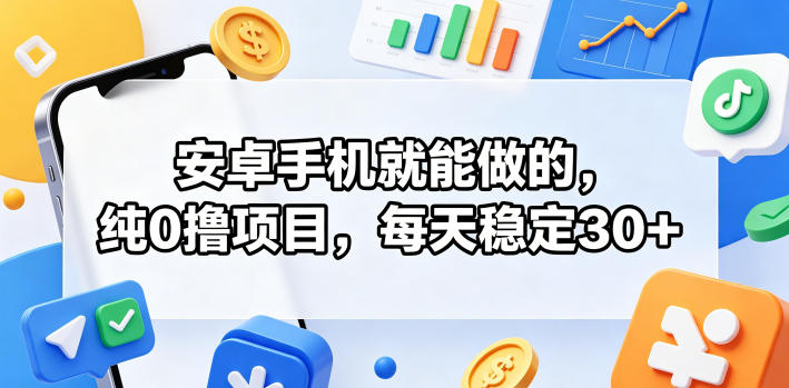 安卓手机就能做的,纯0撸项目,每天稳定30+-赛德副业库