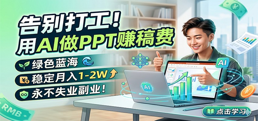 告别打工！用AI做PPT赚稿费，绿色蓝海，稳定月入1-2W，永不失业副业！-赛德副业库